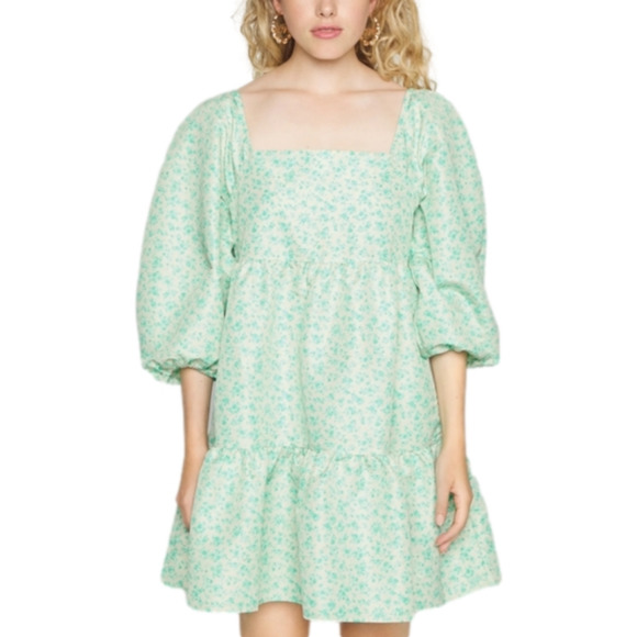 Levi's Women's Dolci Baby Doll Dress Green and White Floral Plus Size XXL NEW!! - Picture 5 of 11
